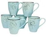 CreaTable Nature Collection Blau Kaffeebecher 6-tlg Steinzeug