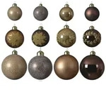 MARELIDA Christbaumkugel Weihnachtskugel Glas 3 Gr&ouml;&szlig;en braun karamell 12er Set