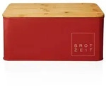Lumaland Cuisine Brotkasten aus Metall mit Bambus Deckel - Rechteckig 30,5 x...