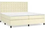 vidaXL Boxspringbett mit Matratze Creme 200x200 cm Kunstleder