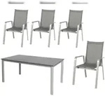 acamp Tischgruppe 4x Urban Stapelsessel mit Tisch Acaplan Loft 160x90 platin