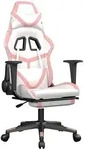 vidaXL Gaming-Stuhl mit Massage & Fu&szlig;st&uuml;tze Wei&szlig; & Rosa Kunstleder
