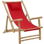 vidaXL Liegestuhl Bambus und Canvas Rot