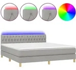 vidaXL Boxspringbett mit Matratze & LED Hellgrau 160x200 cm Stoff