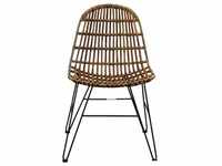 SIT Möbel Stuhl Rattan ungeschält | L 50 x B 60 x H 84,5 cm | natur / schwarz 