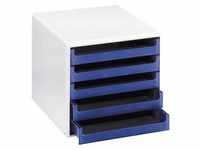 Schubladenbox 5 Laden hellgrau/blau
