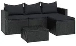 vidaXL Garten-Lounge-Set Schwarz Poly Rattan