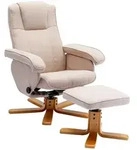 SVITA Charles Relaxsessel Hocker Sessel Beige Fernsehsessel Drehsessel Polyester