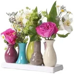 H&D Manufaktur Jinfa Handgefertigte Blumenvasen Set aus 7 Vasen, Keramik, bunt &ndash;
