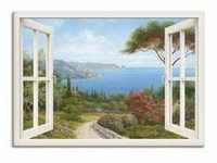 ARTland Leinwandbilder Wandbild Bild auf Leinwand Fensterblick - Haus am Meer I