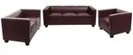 Mendler 3-2-1 Sofagarnitur Couchgarnitur Loungesofa Lille ~ Kunstleder, rot-braun