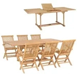 vidaXL 7-tlg. Garten-Essgruppe 150-200 x 100 x 75 cm Massivholz Teak