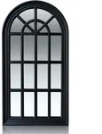 Casa Chic Savile Franz&ouml;sischer Fensterspiegel Holzrahmen 86 x 46 cmSchwarz