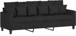 vidaXL 3-Sitzer-Sofa Schwarz 180 cm Stoff