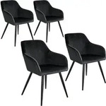 tectake Esszimmerstuhl Marilyn Samtoptik, schwarze Stuhlbeine - 4er Set schwarz