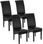 tectake Esszimmerstuhl, ergonomisch, massives Hartholz - 4er Set schwarz