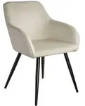 tectake Esszimmerstuhl Marilyn Samtoptik, schwarze Stuhlbeine Creme/Schwarz