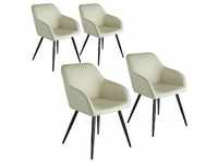 tectake 4er Set Stuhl Marilyn gepolstert mit Stoffbezug 58 x 62 x 82 cm