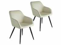 tectake 2er Set Stuhl Marilyn gepolstert mit Stoffbezug 58 x 62 x 82 cm