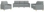 vidaXL 3-tlg. Sofagarnitur mit Kissen Hellgrau Stoff