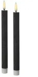 LED Stabkerzen Tafelkerzen Dinner Spitzkerzen rustikal 24cm grau 2St