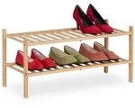 Relaxdays Schuhregal, Bambus, 6 Paar Schuhe, HxBxT: 32 x 68,5 x 28 cm, mit 2 Ablagen,