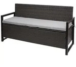 Mendler Poly-Rattan 3er Sitzbank HWC-F39, Gartenbank Truhenbank, Staufach