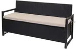 Mendler Poly-Rattan 3er Sitzbank HWC-F39, Gartenbank Truhenbank, Staufach