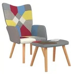 vidaXL Relaxsessel mit Hocker Patchwork Stoff