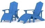 vidaXL Adirondack-Gartenst&uuml;hle 2 Stk. mit Hockern HDPE Aquamarin