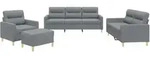 vidaXL 4-tlg. Sofagarnitur mit Kissen Hellgrau Stoff