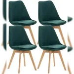 CLP 4er Set Esszimmerstuhl Linares gr&uuml;n/Samt