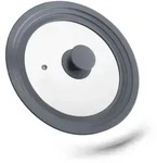 Relaxdays Topfdeckel universal, flexibler Glasdeckel mit Silikonrand & Dampfloch,