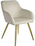 tectake Esszimmerstuhl Marilyn Samtoptik, goldene Stuhlbeine Creme/Gold