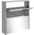 vidaXL Schuhschrank mit Spiegel 2 F&auml;cher Grau Sonoma 63x17x67 cm