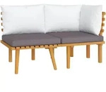 vidaXL 2-tlg. Garten-Lounge-Set mit Kissen Massivholz Akazie