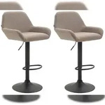 CLP 2er Set Barhocker Braga Stoff taupe/schwarz