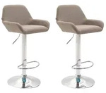 CLP 2er Set Barhocker Braga Stoff taupe/chrom