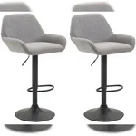 CLP 2er Set Barhocker Braga Stoff grau/schwarz