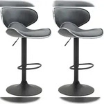 CLP 2er Set Barhocker Las Vegas Kunstleder grau/schwarz