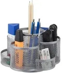 Relaxdays Stiftehalter, Metallgeflecht, 7 F&auml;cher, drehbar, rund, kompakt, f&uuml;r