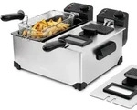 H.Koenig DFX600 Fritteuse aus Edelstahl, Doppelbecken, 2 unabh&auml;ngige Thermostate je