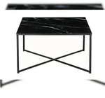 SalesFever Couchtisch quadratisch | Glasplatte foliert in Marmor-Optik | Gestell