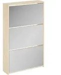 vidaXL Schuhschrank mit 3 F&auml;chern Spiegel Eiche-Optik 63x17x102,5 cm