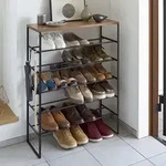 Yamazaki Schuhregal Metall 5 Reihen f&uuml;r 15 bis 18 Paar Schuhe mit Ablage in...
