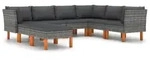 vidaXL 8-tlg. Garten-Lounge-Set mit Kissen Poly Rattan Grau
