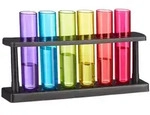 Relaxdays Reagenzgl&auml;ser Shotgl&auml;ser, 6 witzige Schnapsgl&auml;ser mit St&auml;nder, 4 cl,