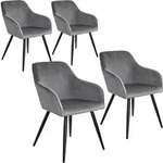 tectake Esszimmerstuhl Marilyn Samtoptik, schwarze Stuhlbeine - 4er Set grau/schwarz
