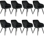 tectake Esszimmerstuhl Marilyn Samtoptik, schwarze Stuhlbeine - 8er Set schwarz