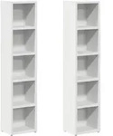 vidaXL CD-Regale 2 Stk. Wei&szlig; 21x16x93,5 cm Holzwerkstoff
